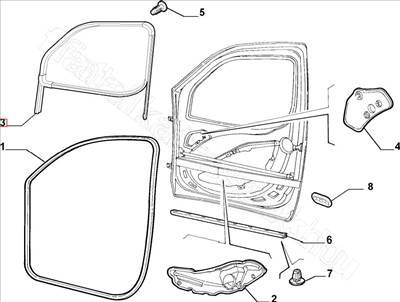 Lejáró üveg tömítés bal - DOBLO - 51883273 -  - FIAT eredeti Eredeti új 51883273
