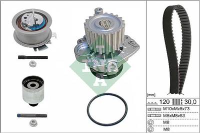 Vízpumpa + fogasszíj készlet Schaeffler INA 530 0201 33 for VW, FORD, AUDI, SEAT, …
