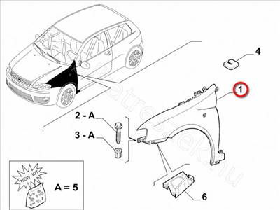 Sárvédő jobb első - PUNTO - 46849401, 46849402 -  - FIAT eredeti Eredeti új 46849401
