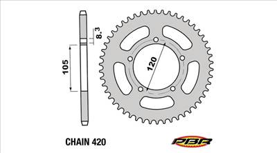 PBR hátsó lánckerék Aprilia RX / MX - Generic Trigger ( Minarelli AM6 - 420 lánc - 53 fogszám )