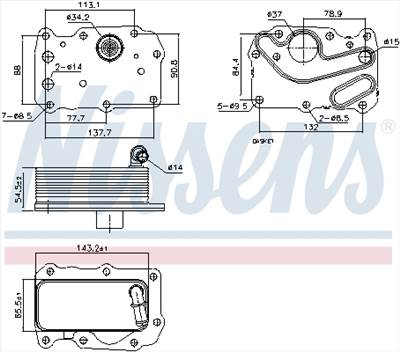 NISSENS 91242 - Olajhűtő, motorolaj JAGUAR LAND ROVER