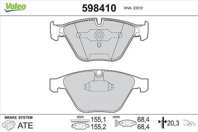 Fékbetét készlet VALEO 598410 for BMW