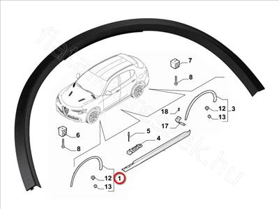 Kerékjárati ív b.első  - STELVIO - 50551509 -  - FIAT eredeti Eredeti új 50551509