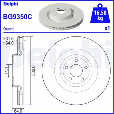DELPHI BG9350C - féktárcsa FORD USA