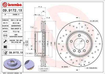 BREMBO 09.9172.1X - féktárcsa BMW BMW (BRILLIANCE)