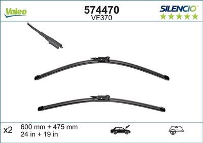 bmw 3 2013-2020 f34 gt - ablaktörlő lapát 2db (vm370)  ut./vez.o.    silencio x-trm