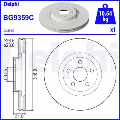 DELPHI BG9359C - féktárcsa FORD