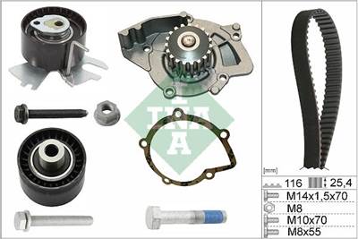 Vízpumpa + fogasszíj készlet Schaeffler INA 530 0558 31 for CITROËN, PEUGEOT, FORD, FIAT, …