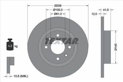 féktárcsa TEXTAR 92175103 for RENAULT, SMART, DACIA