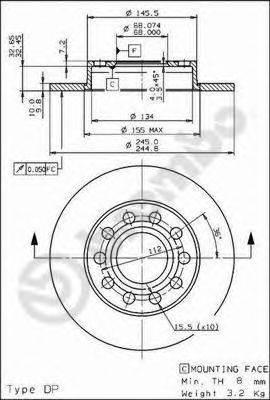 BREMBO 08.9136.11 - féktárcsa AUDI AUDI (FAW) SEAT