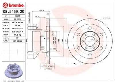 BREMBO 08.9459.20 - féktárcsa IVECO