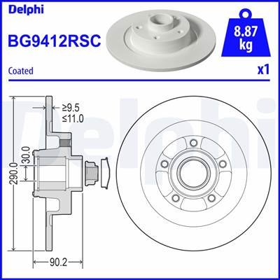 DELPHI BG9412RSC - féktárcsa RENAULT