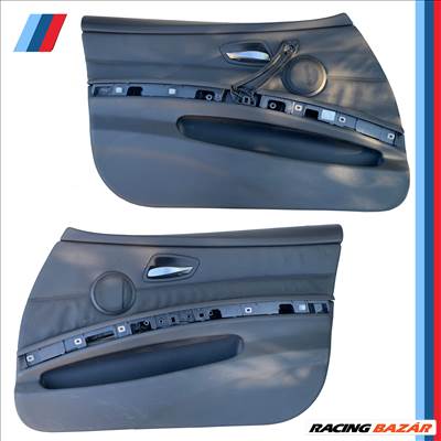 BMW E90 E91 M-Paket fekete Dakota bőr első ajtókárpit pár 7143674 7143675 51417143674 51417143675