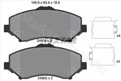 FÉKBETÉT KÉSZLET, TÁRCSAFÉK - JOURNEY, GRAND, JC,, FREEMONT, WRANGLER, ROUTAN - 2460401, 2460401 -  - TEXTAR Egyéb 2460401