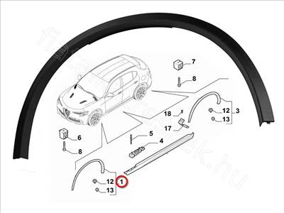 Kerékjárati ív j.első  - STELVIO - 50551508 -  - FIAT eredeti Eredeti új 50551508