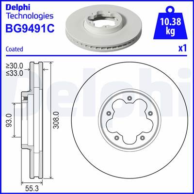 DELPHI BG9491C - féktárcsa FORD