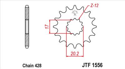 JT első lánckerék (Yamaha TZR - Minarelli AM6 - 428 - 12 fog)