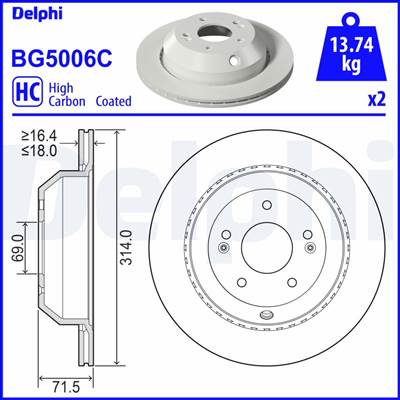 DELPHI BG5006C - féktárcsa KIA