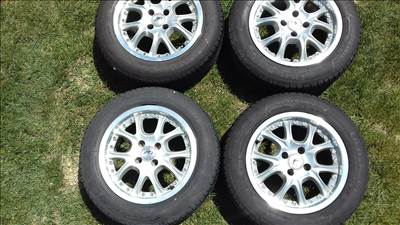  4x100 osztású 15" használt alufelni, 185/65 újszerű nyári gumi Opel Renault Dacia Fiat Kia stb.