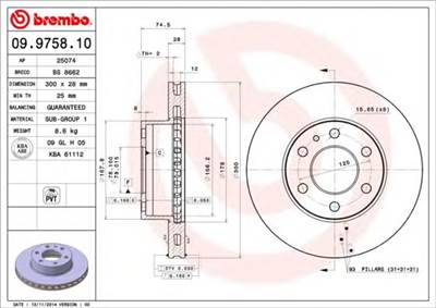 BREMBO 09.9758.10 - féktárcsa IVECO