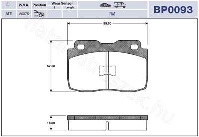 FÉKBETÉT GARN. ELSŐ FIAT 127 1.3 D 81- - A, FIORINO, RONDA, 131, BETA, 132 - GD.BP0093 -  - MAGNETI MARELLI Utángyártott új BP0093