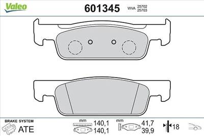 Fékbetét készlet VALEO 601345 for RENAULT, SMART, DACIA