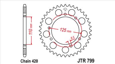 JT hátsó lánckerék Suzuki / Sherco JTR799.50 ( 420 - 50fog)