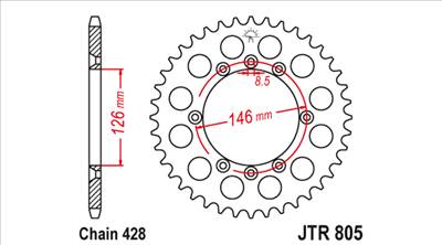 JT hátsó lánckerék JTR805.50 ( Valenti RME ) (428 - 50fog)