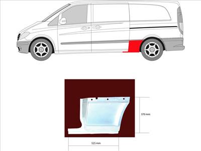 Mercedes Viano 2003-2010 W639  - Hátsó sárvédő első r. bal tolóajtós (t.t: 3430mm)
