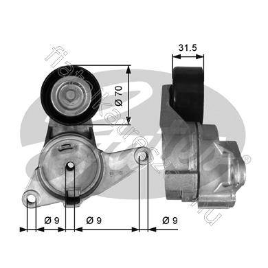 feszítőgörgő, hosszbordás szíj - CTS, TRAVERSE,, BLS, WINSTORM, SPIDER, ANTARA - T38397, GATT38397 -  - GATES Egyéb GATT38397