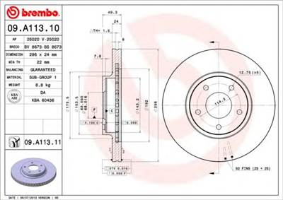 BREMBO 09.A113.11 - féktárcsa INFINITI NISSAN