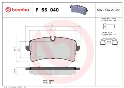 BREMBO P 65 040 - fékbetét PORSCHE