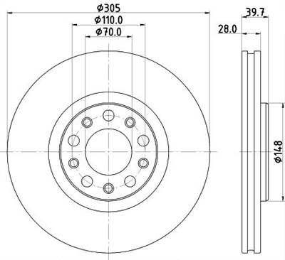 féktárcsa MINTEX MDC2823C for JEEP, FIAT
