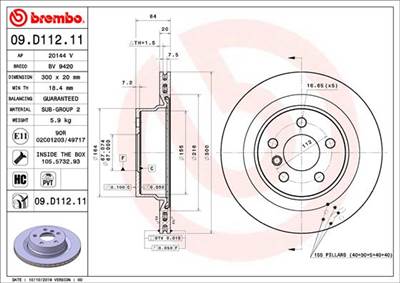 BREMBO 09.D112.11 - féktárcsa BMW BMW (BRILLIANCE)