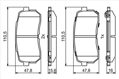 BOSCH 0 986 494 828 - fékbetét KIA