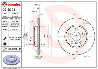 BREMBO 09.D208.11 - féktárcsa BMW