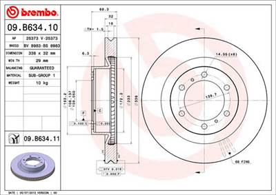 BREMBO 09.B634.11 - féktárcsa LEXUS TOYOTA TOYOTA (FAW)