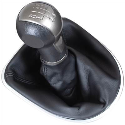 Seat Leon II 2005- sebességváltó gombfej FEKETE-BÉZS  porvédő gumiharmonika krómkeretes díszléccel 5 SEBESSÉGES