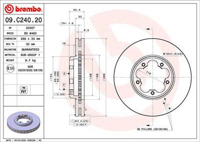 BREMBO 09.C240.20 - féktárcsa FORD