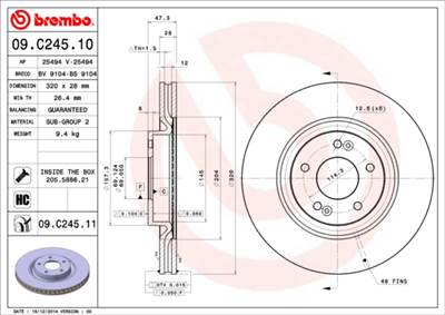 BREMBO 09.C245.11 - féktárcsa HYUNDAI HYUNDAI (BEIJING) KIA KIA (DYK)
