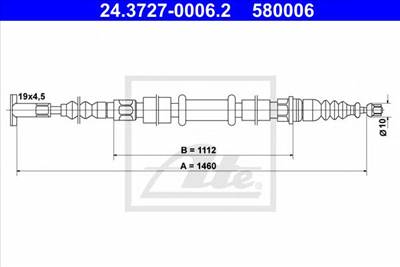 ATE 24.3727-0006.2 - Kézifék bowden ALFA ROMEO FIAT LANCIA