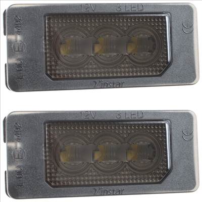 BMW E39 E60 E61 E70 E71 E72 E82 E84 E85 E86 E88 E90 E91 E92 E93 F10 F11 F15 F25 F30 F31 F32 F33 F34 rendszámtábla-világítás LED FÜSTSZÍNÛ LENCSE 2 db. KOMPLETT