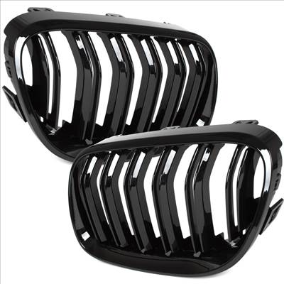 BMW 3 E92 E93 10-13 vese hûtőrács a fényszórók között bal  jobb komplett BLACK GLOSSY DOUBLE BAR
