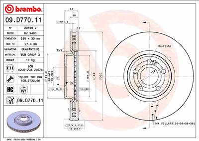 BREMBO 09.D770.11 - féktárcsa MERCEDES-BENZ MERCEDES-BENZ (BBDC)