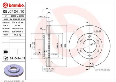 BREMBO 09.C424.11 - féktárcsa FORD FORD ASIA / OCEANIA FORD AUSTRALIA MAZDA