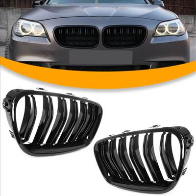 BMW 5 F10 / F11 10-17 vese hûtőrács bal  jobb, komplett, BLACK GLOSSY DOUBLE BAR