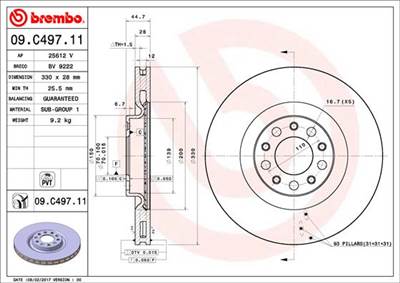 BREMBO 09.C497.11 - féktárcsa ALFA ROMEO