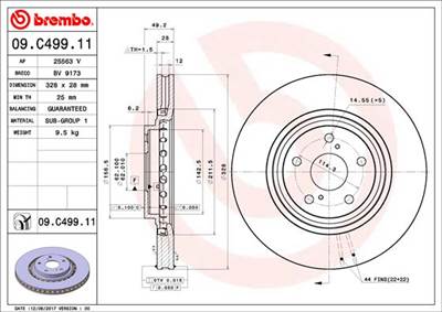 BREMBO 09.C499.11 - féktárcsa LEXUS TOYOTA TOYOTA (GAC)