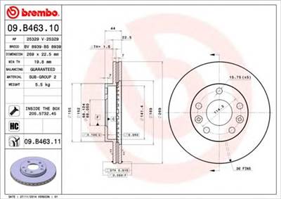 BREMBO 09.B463.10 - féktárcsa DACIA NISSAN RENAULT