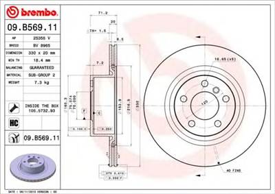BREMBO 09.B569.11 - féktárcsa BMW TOYOTA